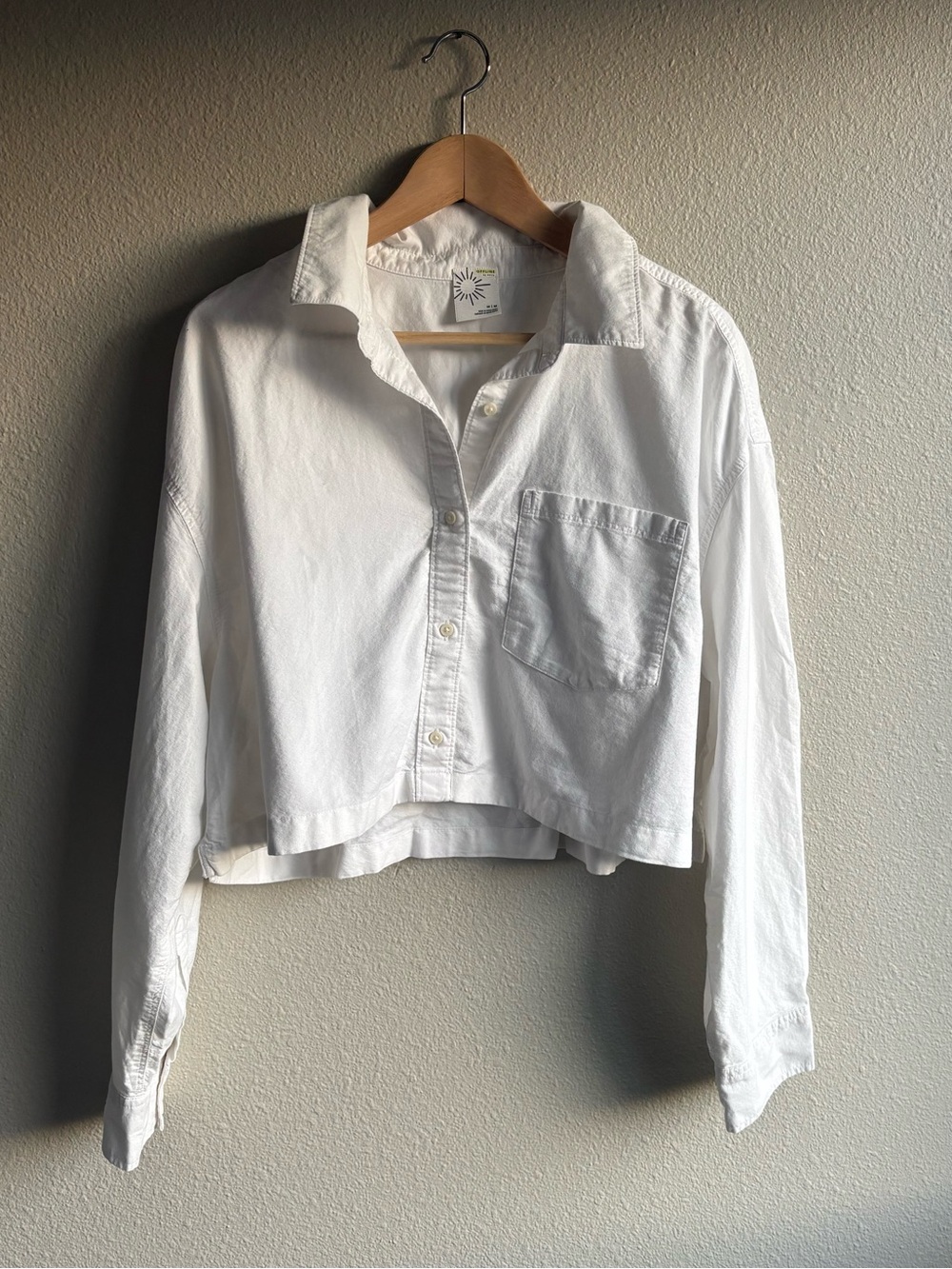White Cropped Button-Front Shirt - Picture 1 of 5